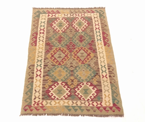 Afghan Maimana Kelim Teppich 100x150 Handgewebt Bunt Geometrisch Handarbeit Gewebt