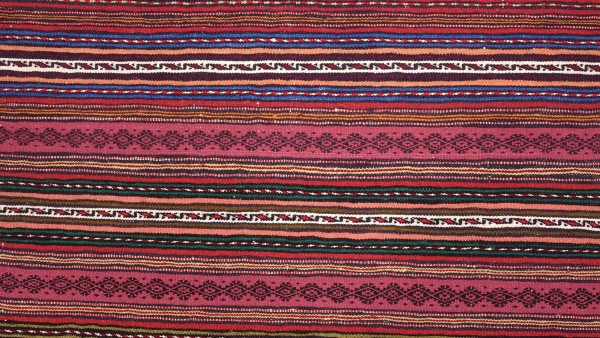 Afghan Kelim Soumakh Ghalmuri Teppich 100x130 Handgewebt Rosa Geometrisch Handarbeit