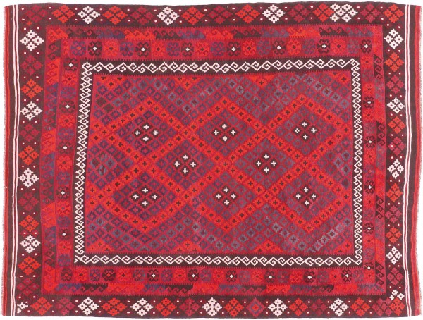 Afghan Kelim Soumakh Ghalmuri Teppich 260x340 Handgewebt Rot Geometrisch Handarbeit
