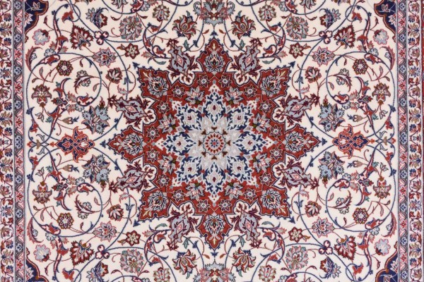Perser Isfahan 200x300 Handgeknüpft Teppich Mehrfarbig Orientalisch Kurzflor