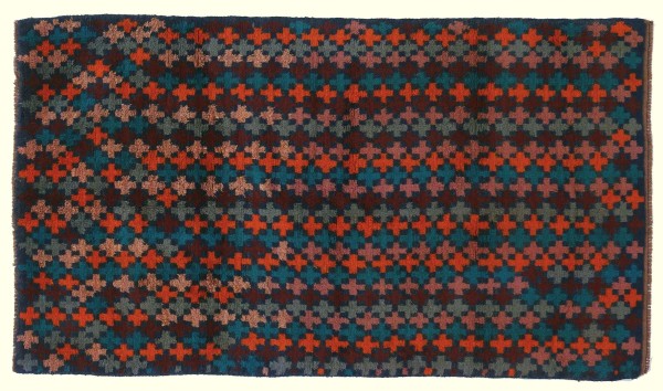 Gabbeh carpet 110x190 hand-knotted blue stripes oriental UNIKAT short pile
