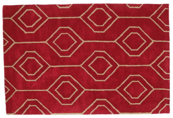Short-pile carpet 120x180 red patterned handcrafted handtuft modern
