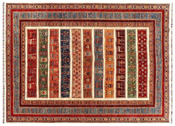 Afghan Ziegler Khorjin Ariana Rug 200x300 Hand Knotted Red Striped Orient