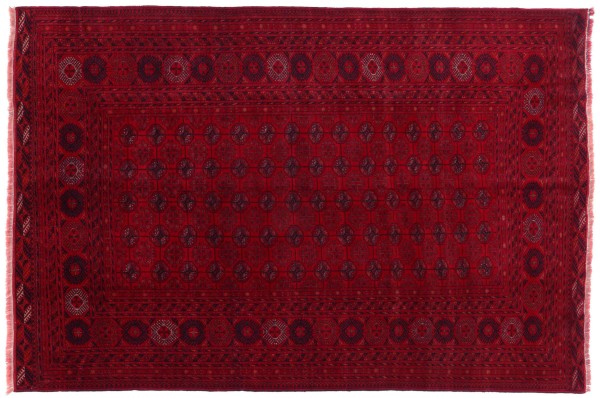 Afghan carpet Mauri Gul 200x300 hand-knotted red geometric oriental UNIKAT