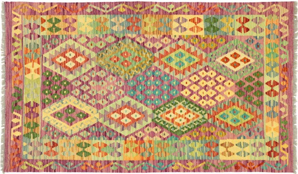 Afghan Maimana Kelim Bunt 100x150 Handgewebt Teppich Bunt Geometrisch Orient