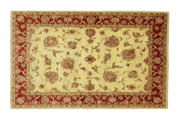 Afghan Chobi Ziegler Rug 160x230 Hand Knotted Beige Floral Orient Short Pile
