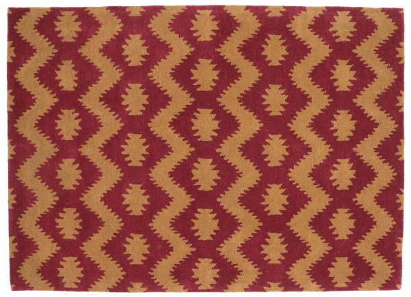 Handmade Wool Rug 160x230 Red Patterned Hand Tufted Modern