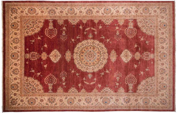 Afghan Chobi Ziegler Fein 300x400 Handgeknüpft Teppich Rot Medaillon Kurzflor