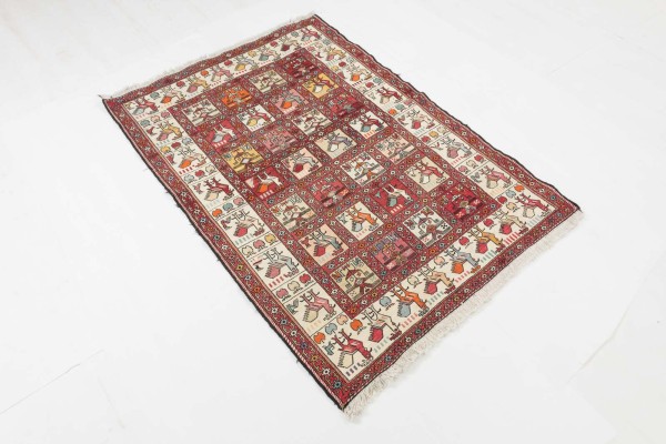 Perserteppich Seidensoumakh Vogel 100x150 Handgewebt Beige Geometrisch Handarbeit