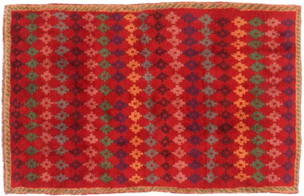 Gabbeh carpet 130x200 hand-knotted red stripes oriental UNIKAT short pile