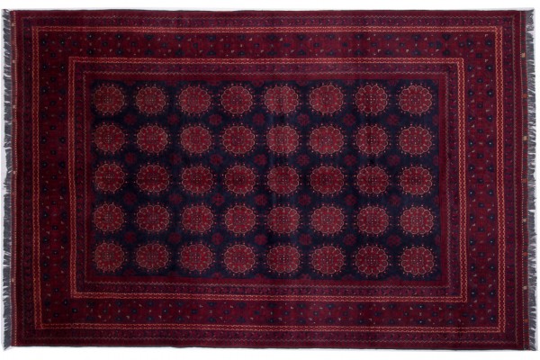 Afghan Kunduz 200x300 Handgeknüpft Teppich Rot Orientalisch Kurzflor Orient Rug