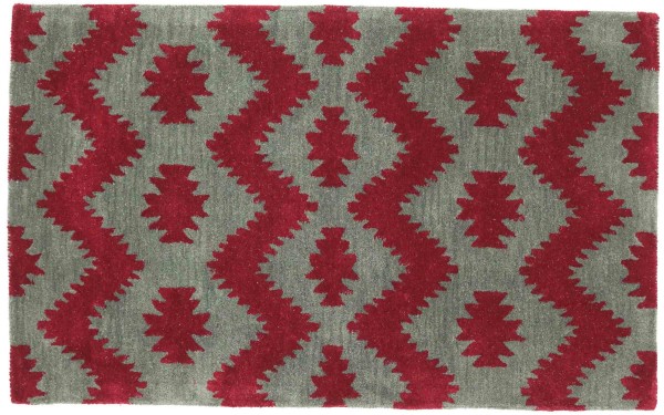 Wool carpet 90x150 gray patterned handmade hand tuft modern