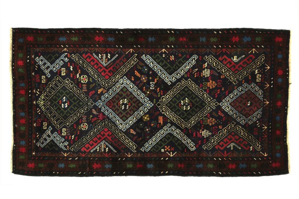 Afghan Belutsch Fein 80x130 Handgeknüpft Teppich Rot Geometrisch Muster Kurzflor