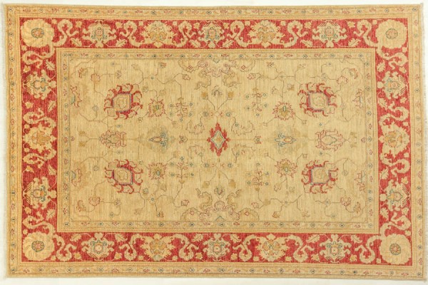 Afghan Chobi Ziegler 160x250 Handgeknüpft Teppich Beige Orientalisch Kurzflor