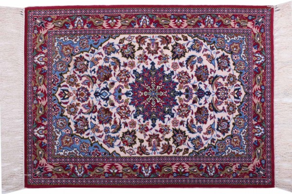 Persian Isfahan carpet 80x80 hand-knotted multicolored Oriental Orient short pile