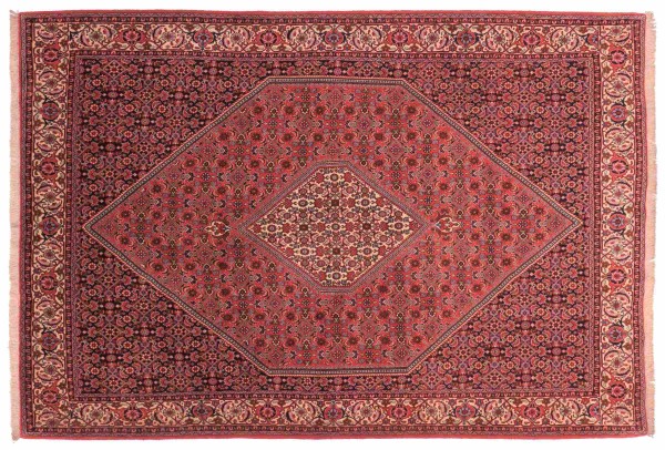 Perser Bidjar Zandjan 200x300 Handgeknüpft Teppich Rot Geometrisch Muster