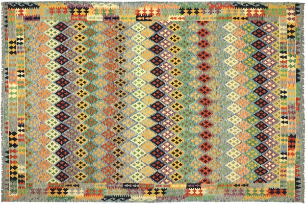 Afghan Maimana Kilim Rug 250x350 Handwoven Colorful Geometric Handwork Woven