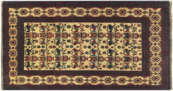 Afghan Fine Baluch Rug 90x150 Hand Knotted Black Geometric Orient Short Pile