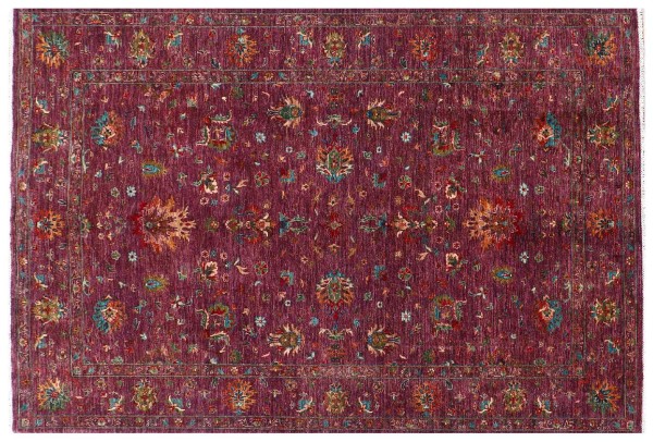 Afghan Ziegler Khorjin Ariana Rug 200x300 Hand Knotted Purple Floral Orient Short Pile