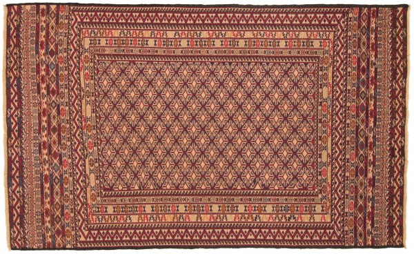 Afghan Mushwani Kelim 120x200 Handgewebt Teppich Rot Orientalisch Handarbeit