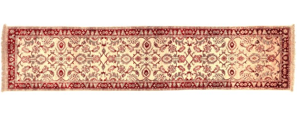 Afghan Chobi Ziegler carpet 80x300 hand-knotted runner beige oriental