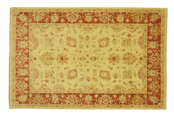 Afghan Chobi Ziegler Rug 150x200 Hand Knotted Beige Floral Orient Short Pile
