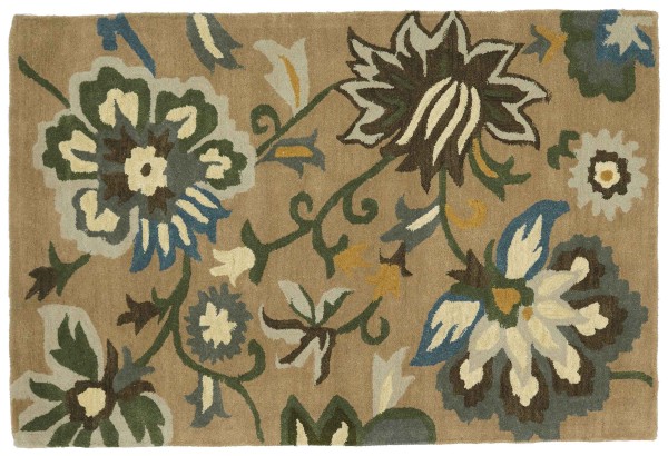 Flowers rug, 120x180, short pile, beige, floral pattern, handmade, handtufted, modern