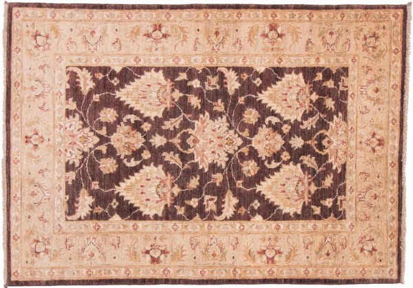 Afghan Chobi Ziegler 100x150 Handgeknüpft Teppich Beige Orientalisch Kurzflor