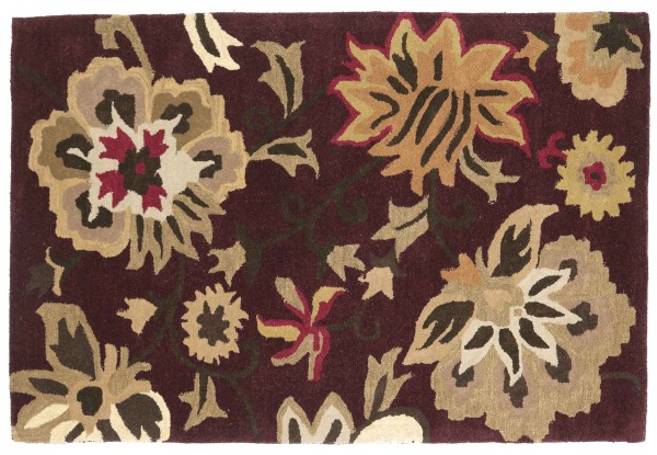 Kurzflor Teppich Flowers 120x180 Rot Blumenmuster Handarbeit Handtuft Modern
