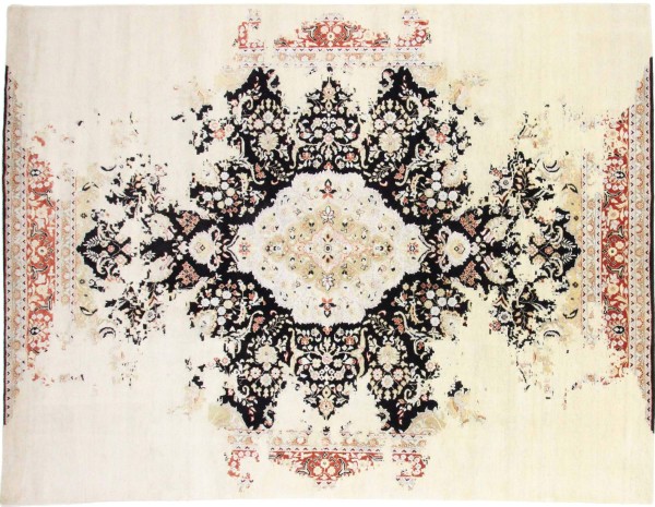 Modern hand-knotted carpet 250x300 beige medallion oriental UNIKAT short pile