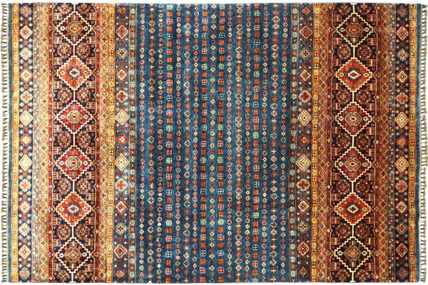 Afghan Ziegler Khorjin Bakhtiar 200x300 Handgeknüpft Orientteppich Blau