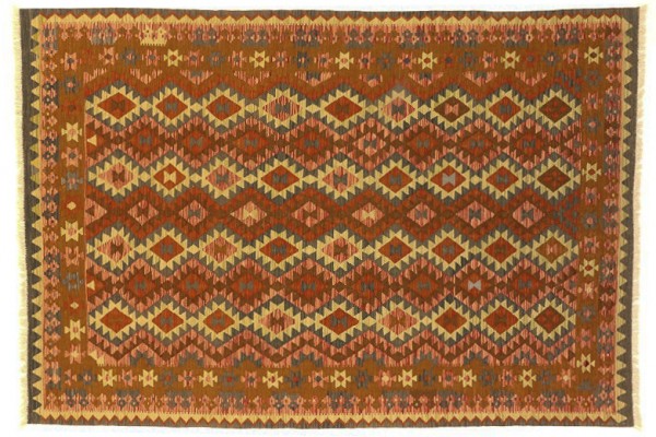 Afghan Maimana Kilim Rug 200x300 Handwoven Multicolored Geometric Pattern