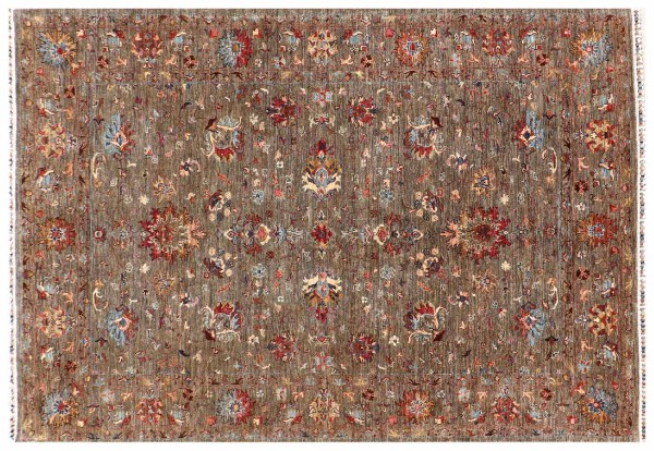 Afghan Ziegler Khorjin Ariana Rug 200x300 Hand Knotted Brown Floral Orient Short Pile