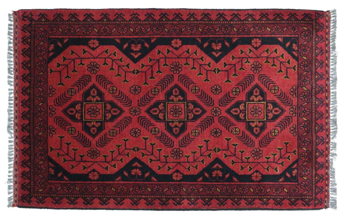Tapis Afghan Khanmohammadi – Noué Main – Laine Vierge – 197x149 Cm – Rouille