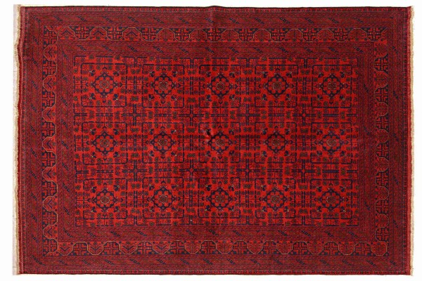 Afghan Khal Mohammadi Rug 200x300 Hand Knotted Brown Geometric Orient Short Pile
