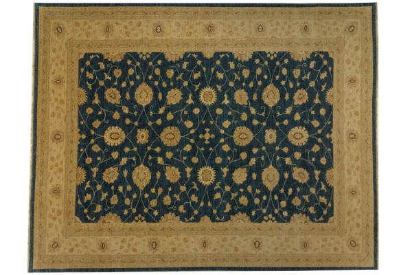 Afghan Chobi Ziegler 300x400 Handgeknüpft Teppich Blau Orientalisch Kurzflor