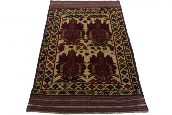 Afghan Gol Barjasta 120x180 Handgewebt Teppich Mehrfarbig Blumenmuster