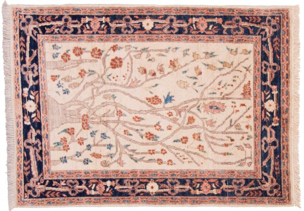 Afghan Chobi Ziegler 90x130 Handgeknüpft Teppich Beige Orientalisch Kurzflor
