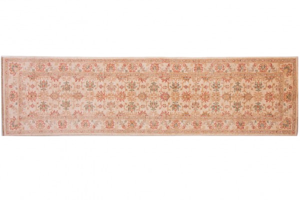 Afghan Chobi Ziegler carpet 70x260 hand-knotted runner beige oriental