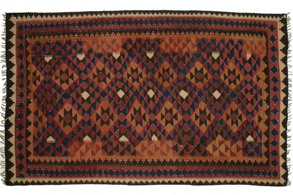 Afghan Maimana Kelim 150x250 Handgewebt Teppich Mehrfarbig Geometrisch Muster
