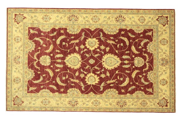 Afghan Chobi Ziegler Rug 200x300 Hand-Knotted Red Floral Orient Short Pile Living Room