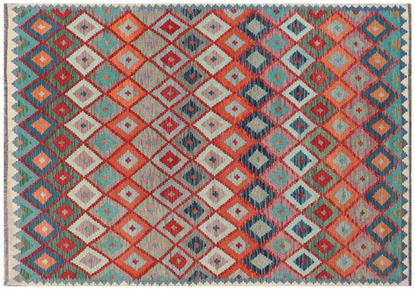 Afghan Maimana Kilim Rug 200x300 Handwoven Colorful Geometric Handwork Woven