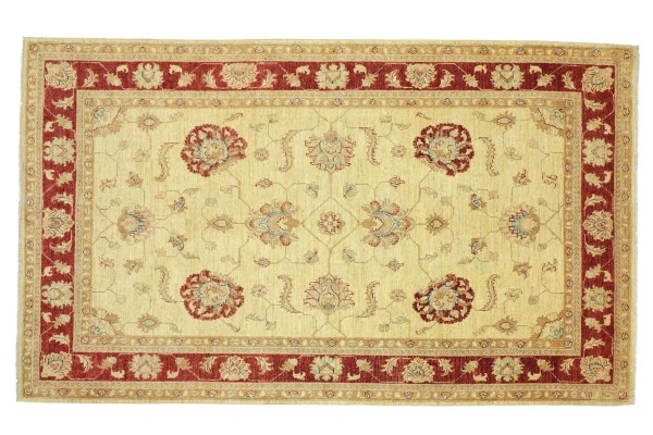 Afghan Chobi Ziegler Rug 160x230 Hand Knotted Beige Floral Orient Short Pile