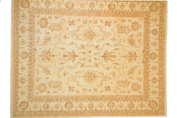 Afghan Chobi Ziegler 250x300 Handgeknüpft Teppich Beige Orientalisch Kurzflor