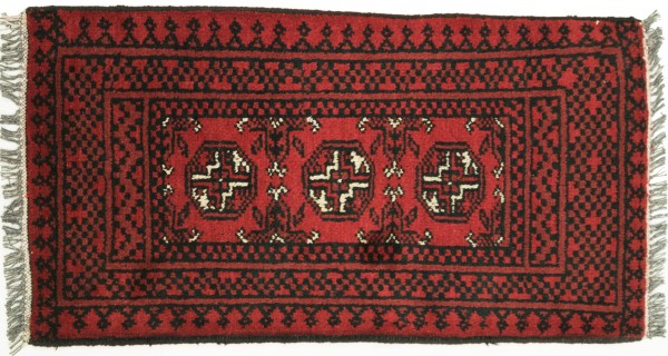 Afghan Andkhoi Aqcha 50x100 Handgeknüpft Teppich Rot Geometrisch Muster Kurzflor