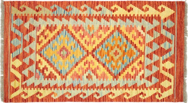 Afghan Maimana Kelim Bunt 60x100 Handgewebt Teppich Bunt Geometrisch Orient