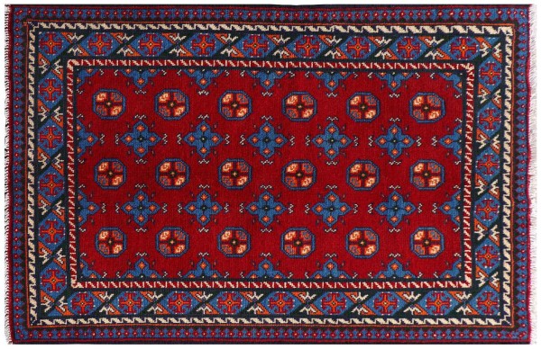Afghan Akcha Rang Dar Teppich 100x150 Handgeknüpft Rot Durchgemustert Orient Kurzflor