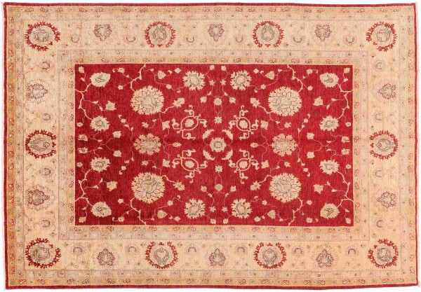 Ziegler Teppich Chobi 200x300 Handgeknüpft Rot Floral Orientalisch UNIKAT Kurzflor