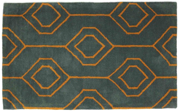 Wool Rug 90x150 Gray Patterned Hand Tufted Modern