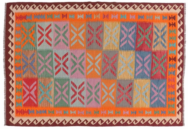Afghan Maimana Kilim Rug 170x250 Handwoven Colorful Geometric Handwork Woven